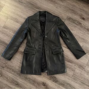 Banana Republic 100% Leather Long Length Jacket